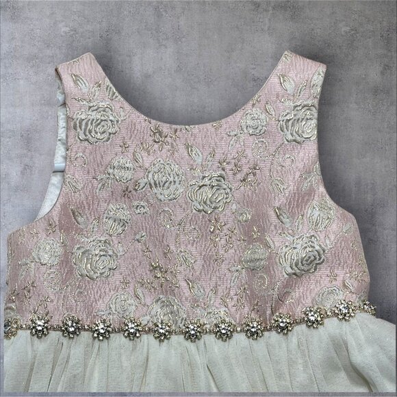 Bundle American Princess Girls Sleeveless Ivory Pink Floral Lace Tulle Dress 6 - Picture 8 of 9